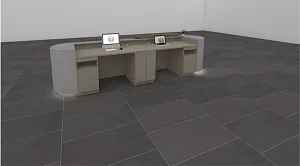 Multifunctional counter with two workstations